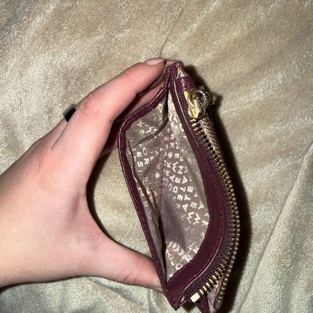 kate spade Sparkling Burgundy Glitter Zip Cardholder Keychain - Picture 3 of 4